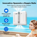 Liectroux S9 - robot per la pulizia dei vetri, con 2 spazzole a rulli, spray pompa dell'acqua a 6 vie, motore brushless, aspirazione 9KPa, impianti senza telaio, 8 microinterruttori, corda di sicurezza e cavo di alimentazione 2 in 1, app e telecomando, prompt vocali - immagine 3